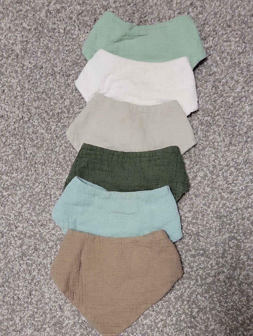 100% Cotton Muslin Bandana Style Bibs - 6 Pack
